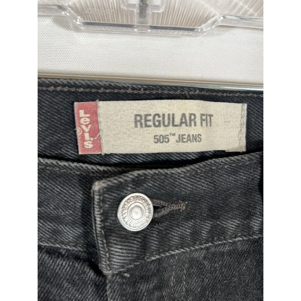 Levis 505 Mens Jeans 36x34 Black Regular Fit Red Tab‎ Denim